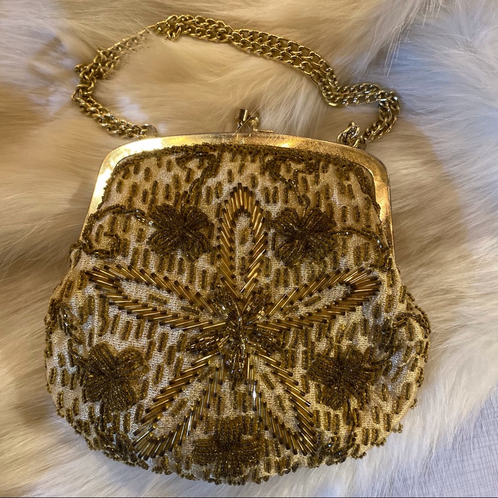 Vintage Hand Beaded Purse Evening Bag